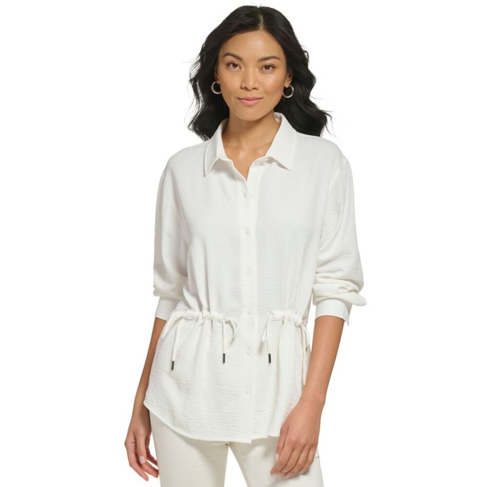 Women's Cinched Waist Button Down Shirt